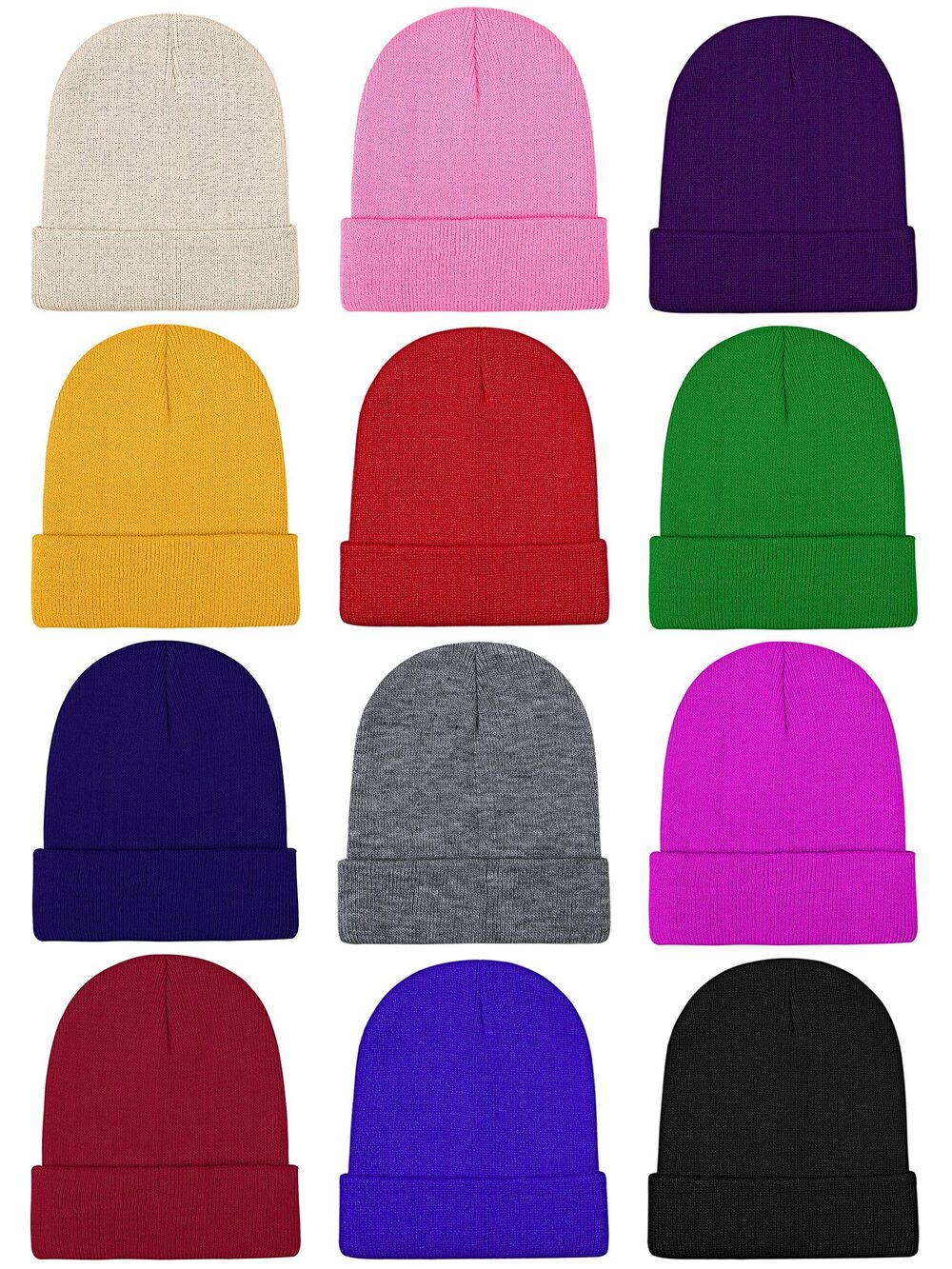 7962 Winter Beanie Cap Warm Knit Cuff Skull Beanie Caps or Black,Jujube